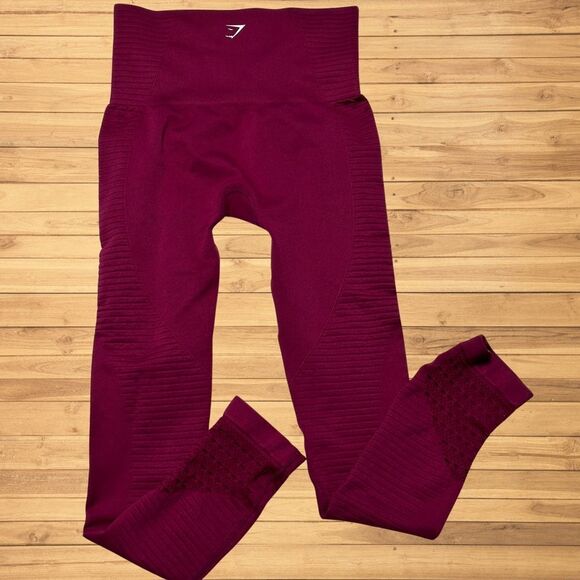Gymshark Womens Energy + Seamless Leggings XS Beet Cropped READ DESC Activewear - Picture 7 of 11